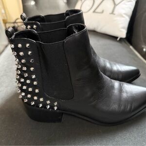 Steve Madden Ashly Black Ankle Boots with Silver Studs
